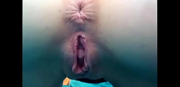  Opened pussy moans with pleasure and get an orgasm from this action